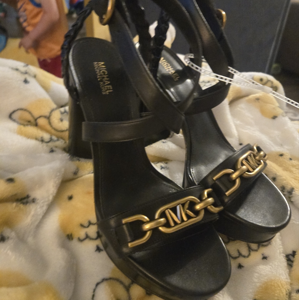 Michael Kors Black and Gold Women's Sandals